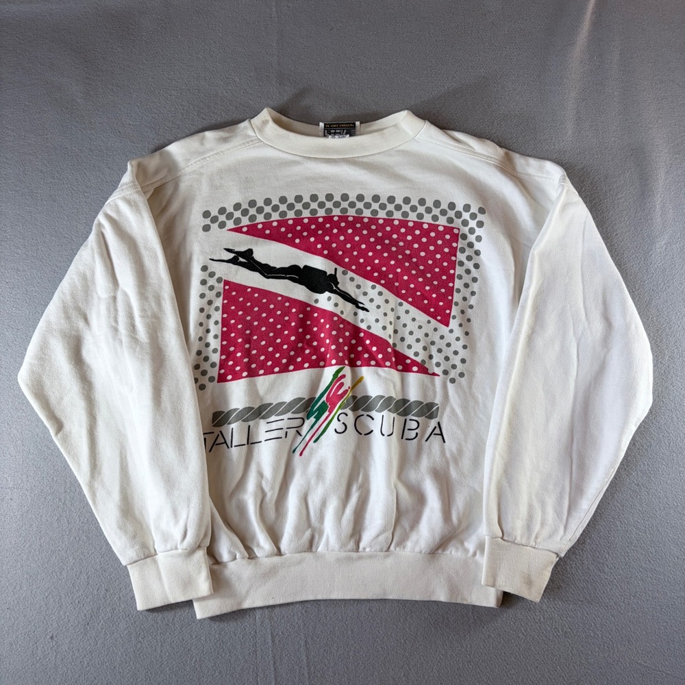 Vintage Peer by Peter Mussfeldt Taller Scuba Sweatshirt Mens XL White Mexico 90s